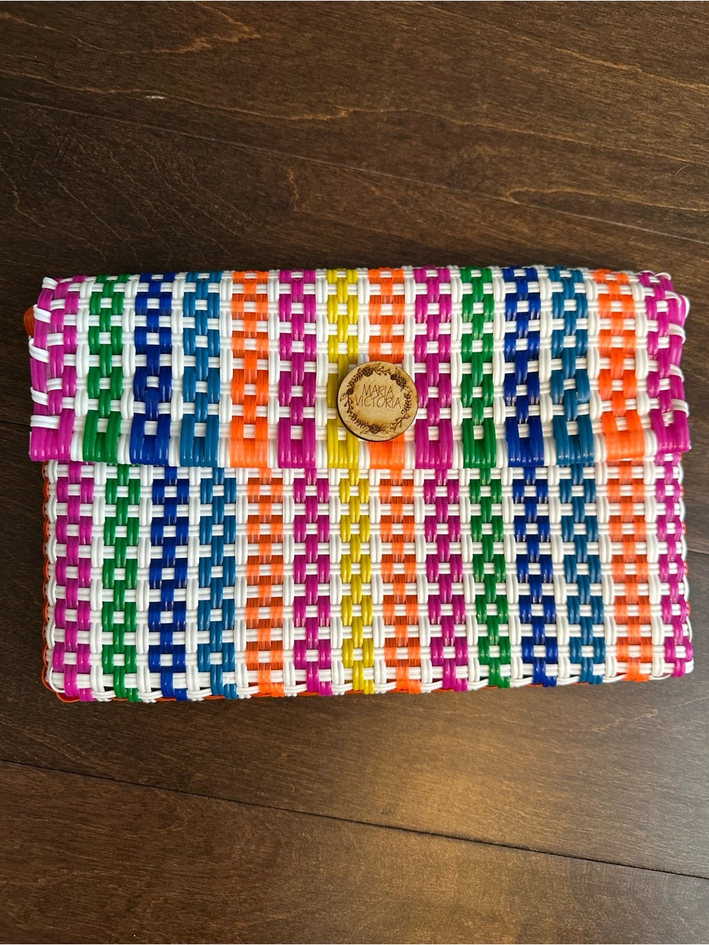 Handwoven Multicolor Clutch with Button Closure